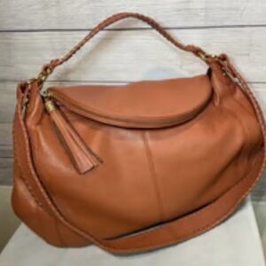 Onna Ehrlich Large Rachel Bag Tan Leather Shoulder Bag with Tassel